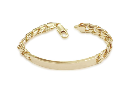 Gold Plated Mens ID Curb Bracelet